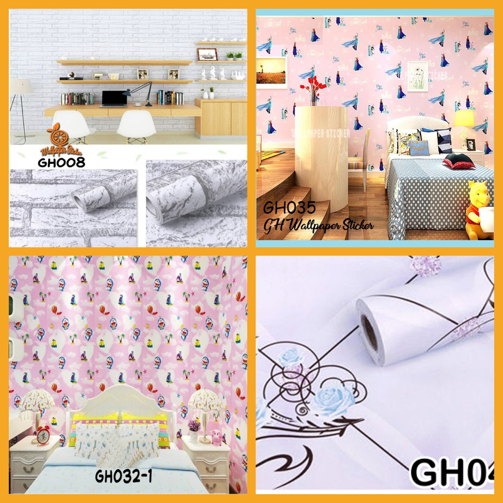 Wallpaper Dinding Wallstiker kamar tidur - Wallpaper Hiasan dinding Motif GH Premium Quality 45cm x 9mtr BBB