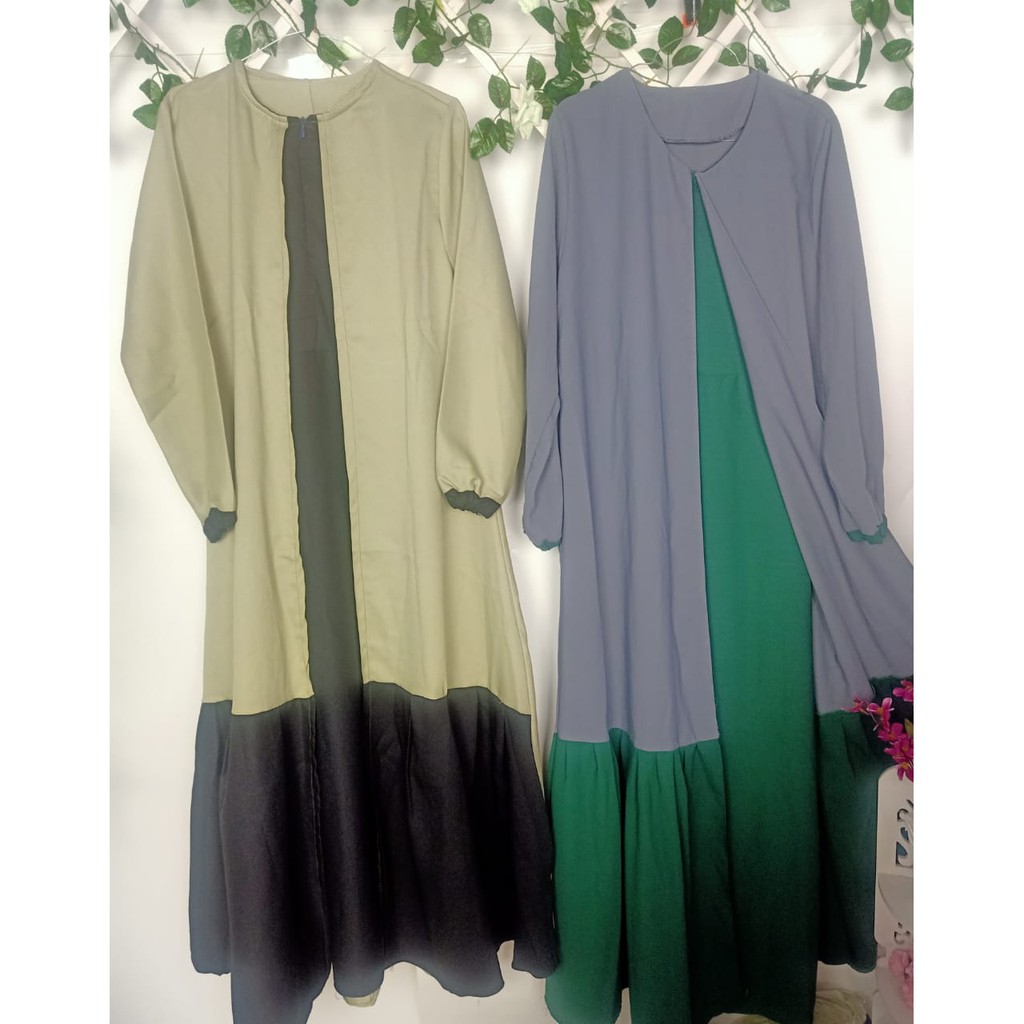 GAMIS SABYAN 04 REMPEL mosscrepe buka tutup model longcardigan wanita remaja muslim muslimah hits