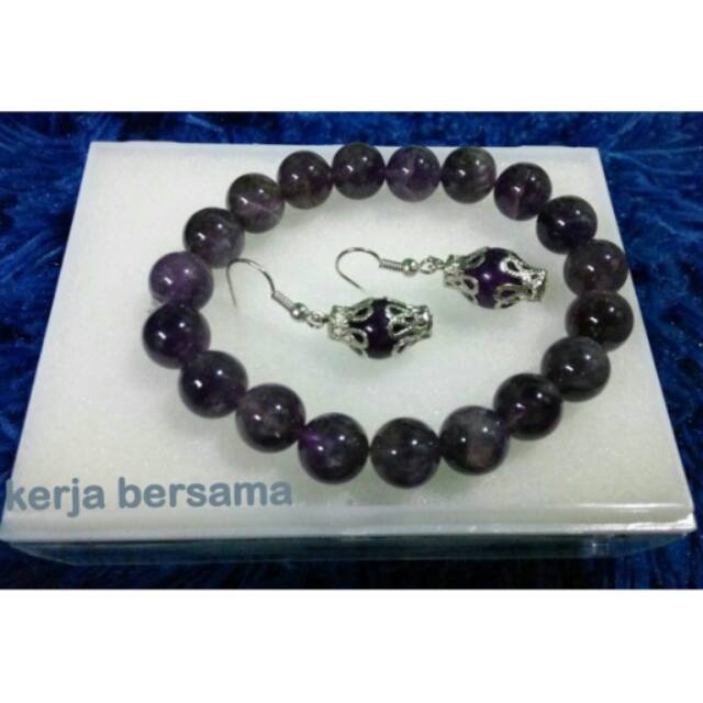 Gelang+anting batu kecubung asli