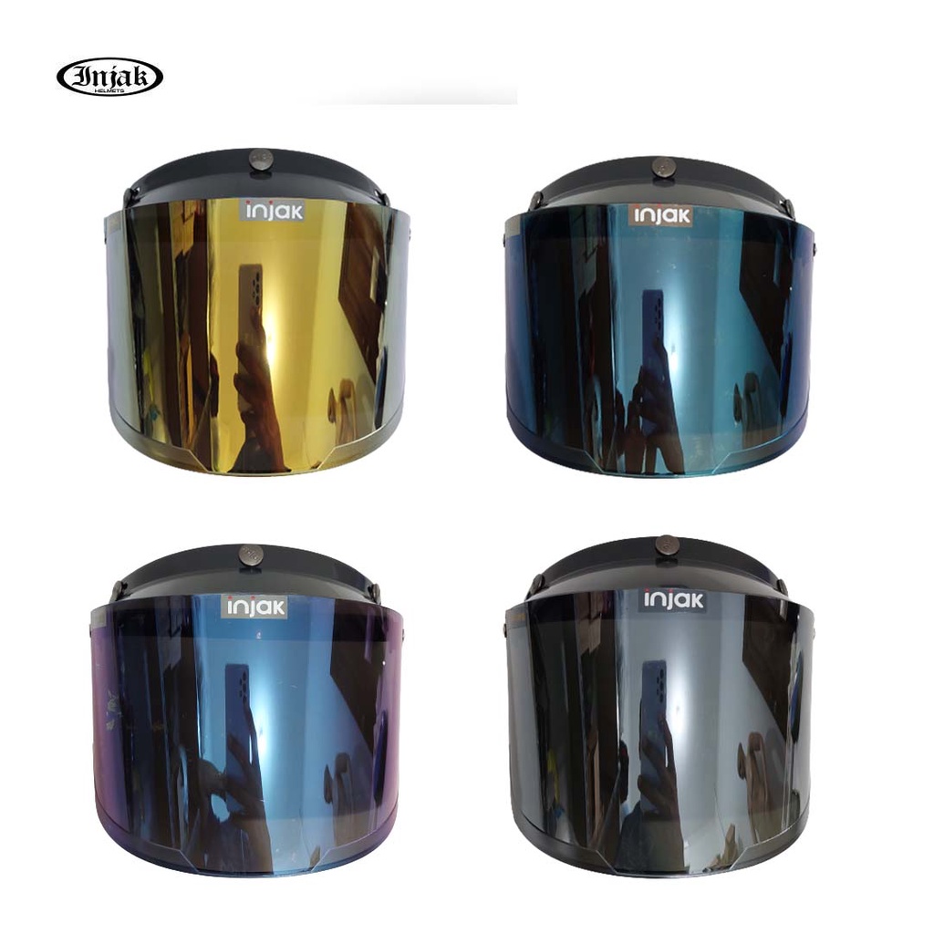 Kaca Datar injak | kaca Helm Bogo | visor flat injak iridium silver gold pelangi blue [ GROSIR ]