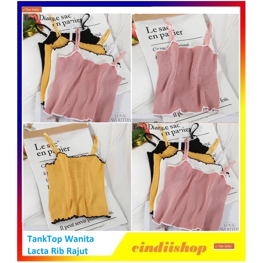 Tanktop Lacta Rib Tank Top Rajut Korea Bra Wanita Bh Dalaman Cewek Dewasa Polos