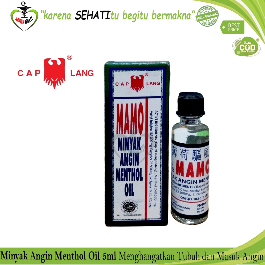 Mamo Minyak Angin Cap Lang 3ml 5ml 10ml Caplang Minyak Angin Mamo Menthol