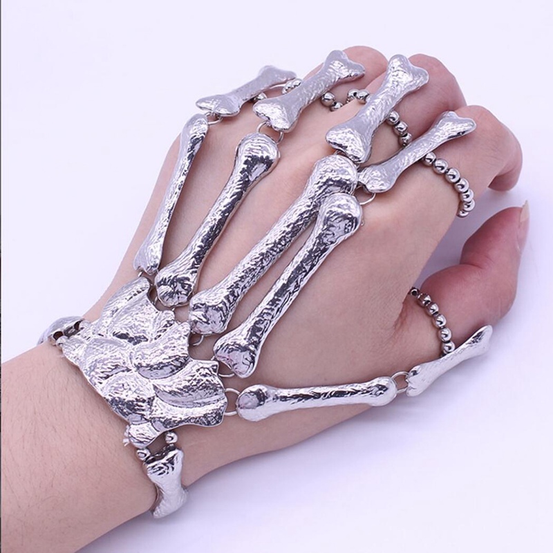 Exaggerated Bracelet Hand Chain Creative Metal Skeleton Finger For Halloween Party