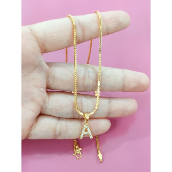 KALUNG MILANO + LIONTIN INISIAL A PERAK 925 LAPIS EMAS 24K