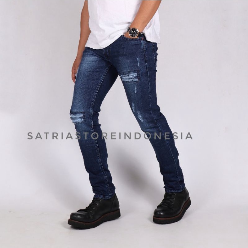 Celana jeans Celana skinny pria Celana ripped Celana panjang cowok ripped jeans