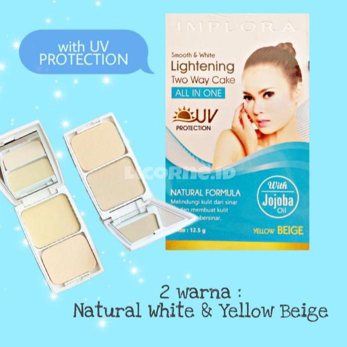 Kekinian BEDAK IMPLORA LIGHTENING TWO WAY CAKE YELLOW BEIGE & NATURAL WHITE.