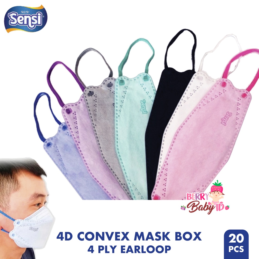 Sensi 20 Pcs 4D Convex Mask 4 Ply Masker Earloop Masker Medis Box Berry Mart