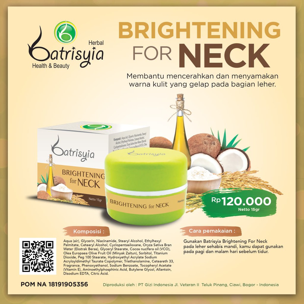 Batrisyia Brightening Cream for Neck, Krim Pencerah Leher