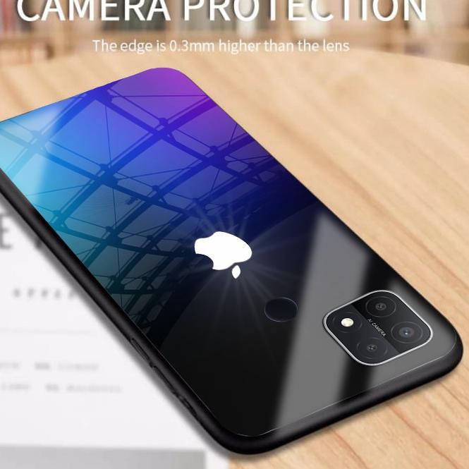 BIG SALE Softcase Glass Kaca Oppo A15 Logo Iphone [SF76] Casing Hp Opppo A15 Case Hp-Pelindung Handp