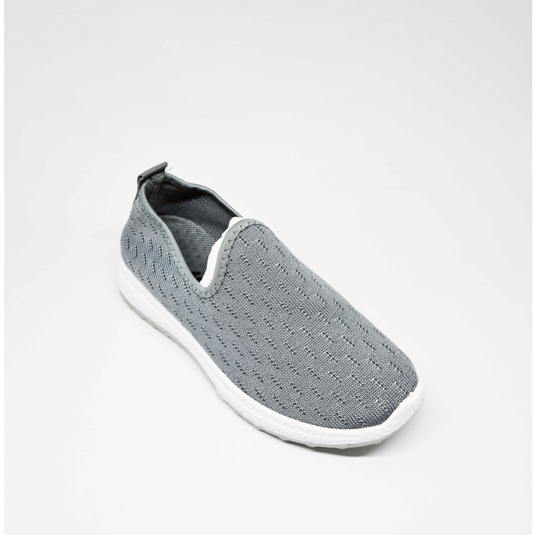 M&M Sepatu Sneakers Wanita Tanpa Tali Flyknit Fashion Korea Casual Sport Shoes N09-Abu - abu