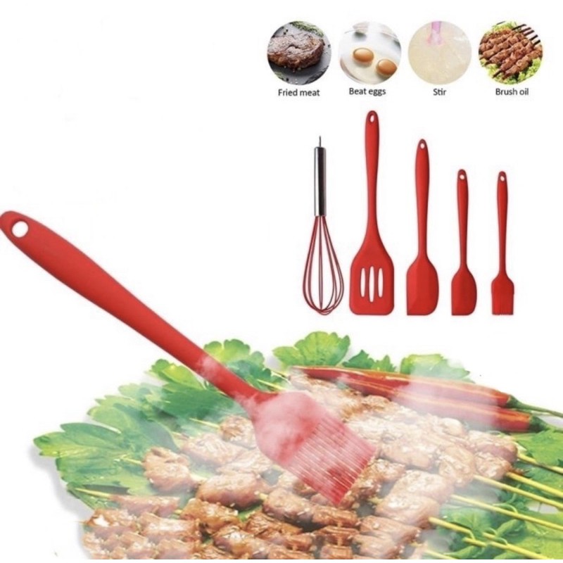 Spatula Silikon Set 5in1 - Spatula Silicon Baking Paket Set 5 Unsetil -