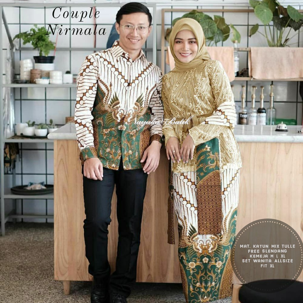READY 4 WARNA Nayaka Batik - Batik Couple Nirmala Slendang Parang Ijo Tille Memutar-LATTE