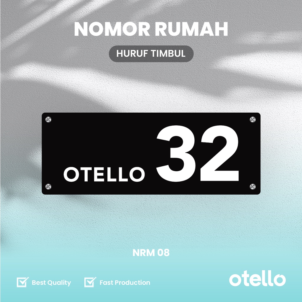 Otello Custom Nomor Rumah Akrilik Nomer Papan Alamat Rumah Minimalist Acrylic Timbul 3D NRM 08