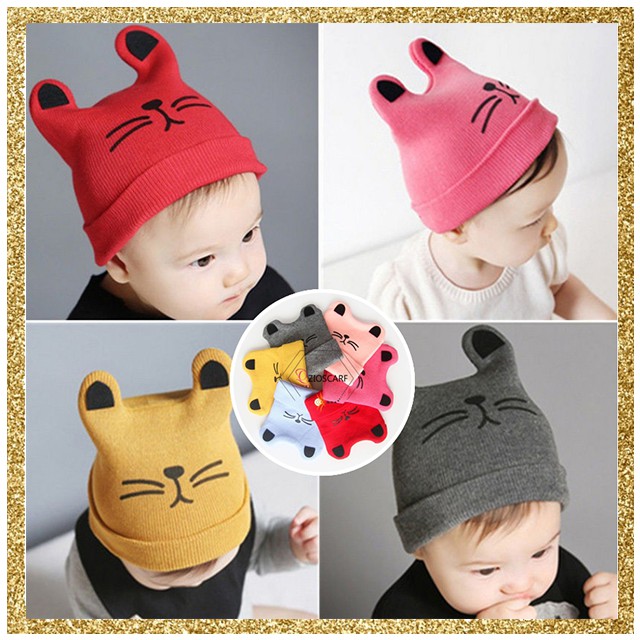 TOPI BAYI / TOPI KUPLUK RAJUT BEANIE / TOPI BAYI TELINGA KUCING /TOPI RAJUT UNISEX KUPLUK KEREN HTA