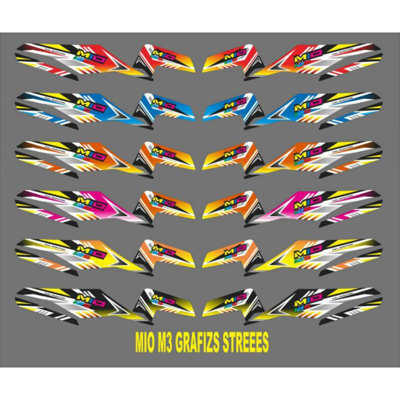 Stiker, striping variasi dan laminasi Mio M3 / 125 motif grafis
