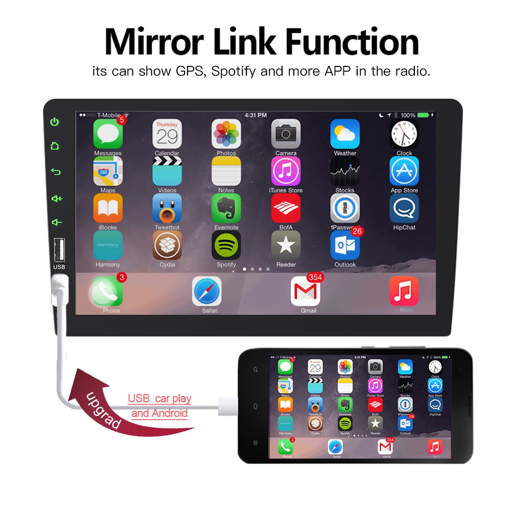 Double din 9 inch fit slot single din dan double din float oversize HD touchscreen SWC mirrorlink