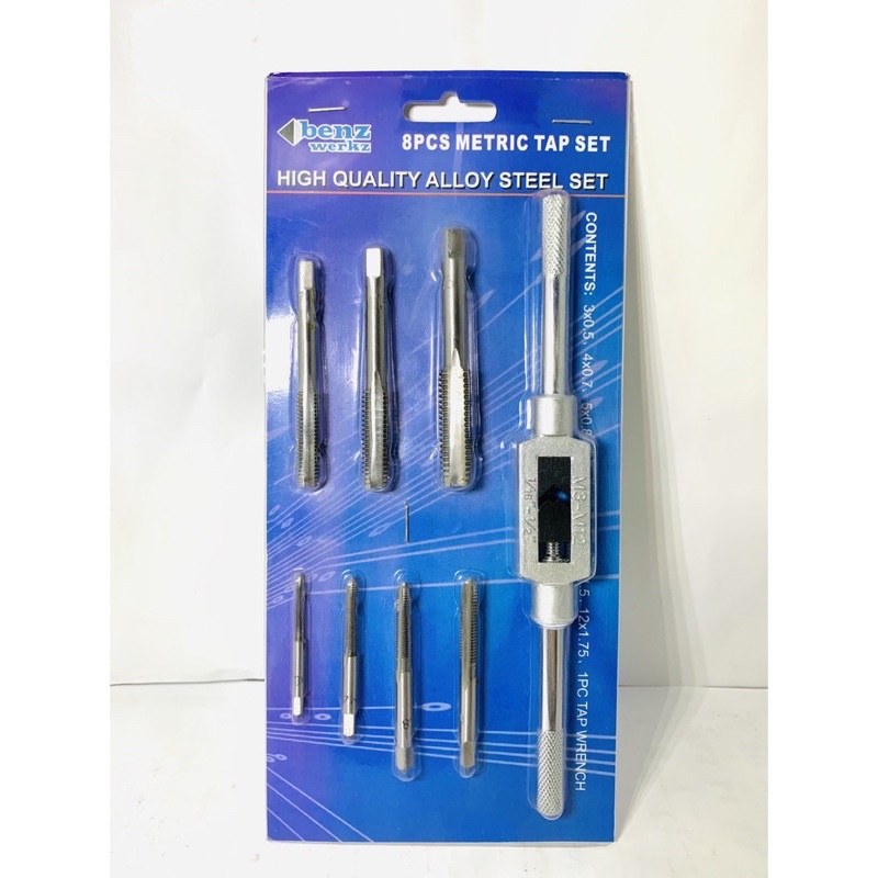 TAP DRAT Set 8 Pcs Alat Snei Drat Set Gagang Dan Tap Drat Tap and Dies Set Benz