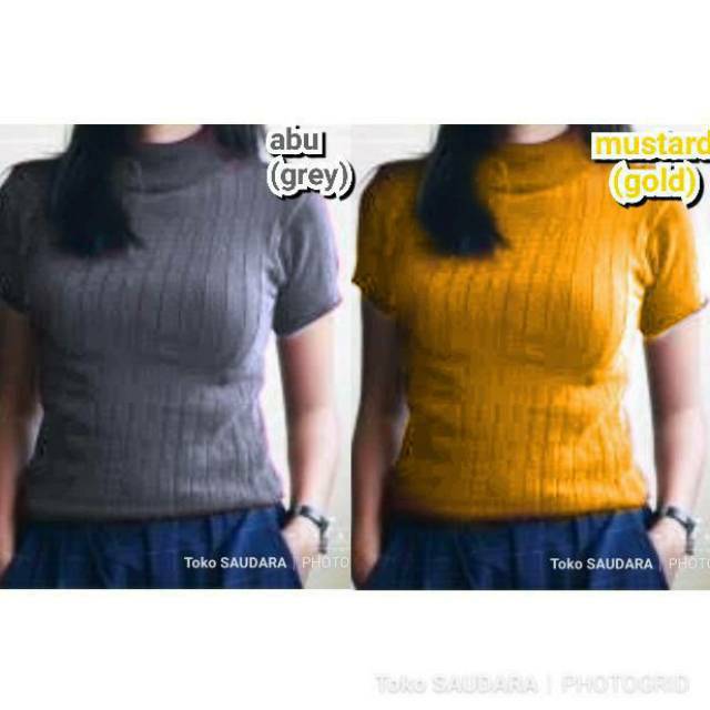 turtelneck Sweater short (rajut lengan pendek wanita)