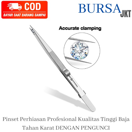 PENJEPIT BATU PERHIASAN PINSET Diamond Tweezer BERLIAN DENGAN AUTO LOCK