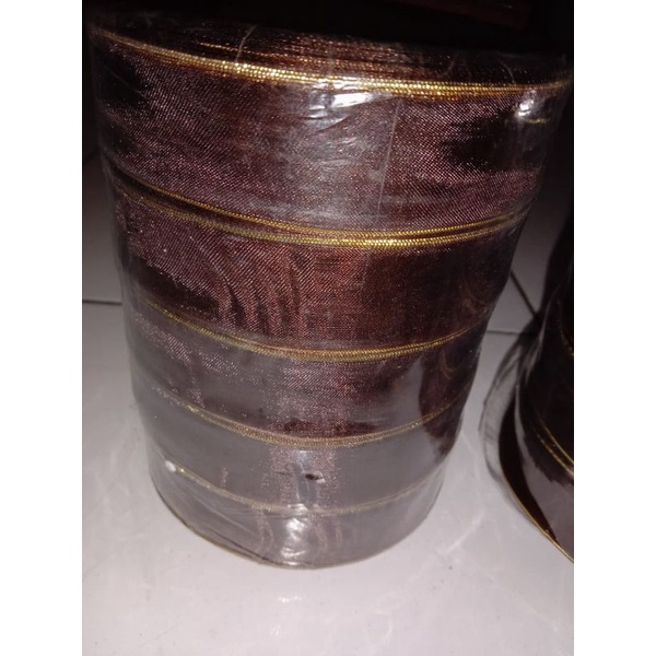 

pita emas organdi 1inch/2,5cm dark brown panjang 50yarf