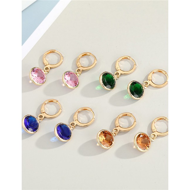 LRC Anting Tusuk Fashion  Round Crystal Zircon Alloy P5080