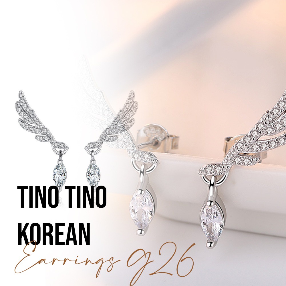 BTS-ERG26WE TINO Stud Earring Wing Pearl Anting Wanita Korea Titanium Anti Karat dan Alergi/Anting Tusuk wanita