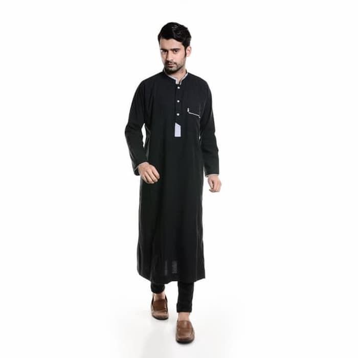 MY BAJU KOKO JUBAH PAKISTAN PRIA LENGAN PANJANG CASUAL AD 908 HITAM