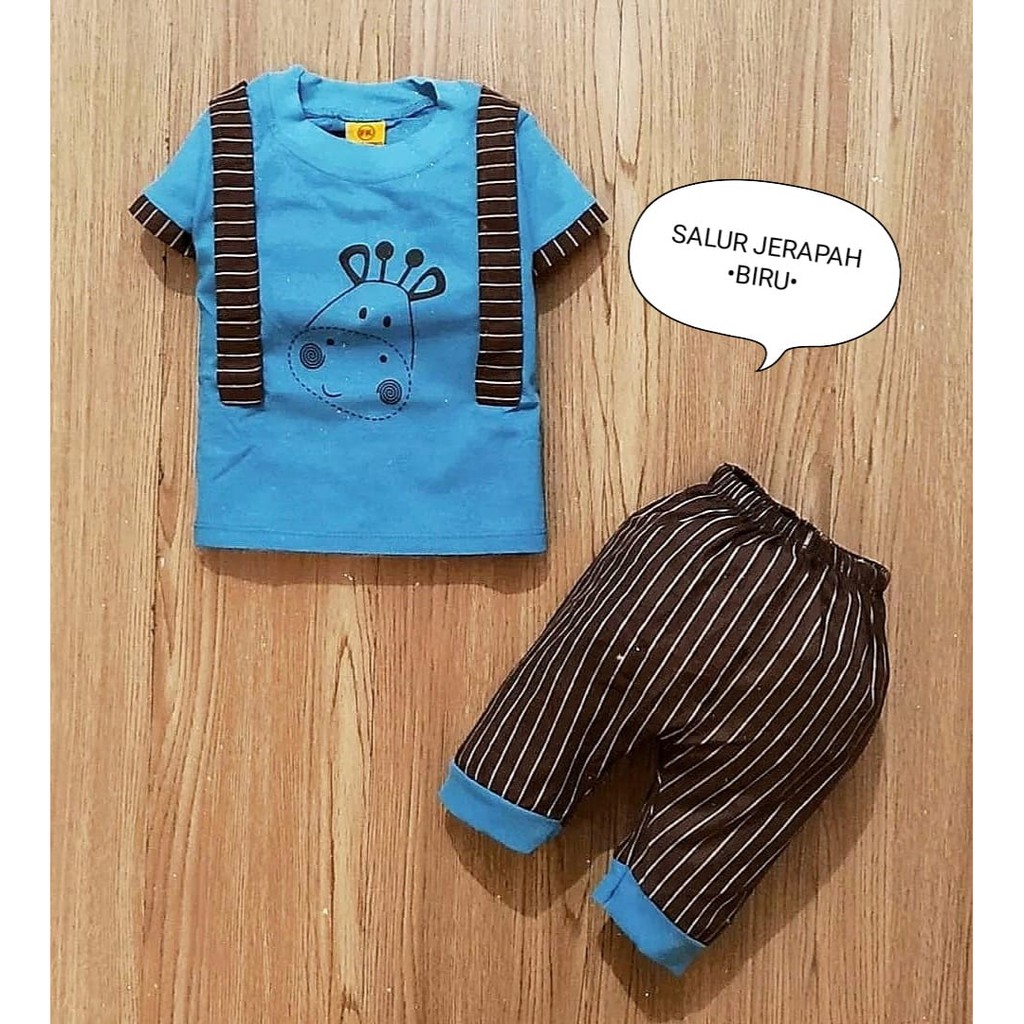 Klik Mds Setelan Baju Bayi Laki-laki 0-6 bulan Atasan Dan Celana Motif Anak Lucu Jerapah / Baju bayi anak Laki - Laki