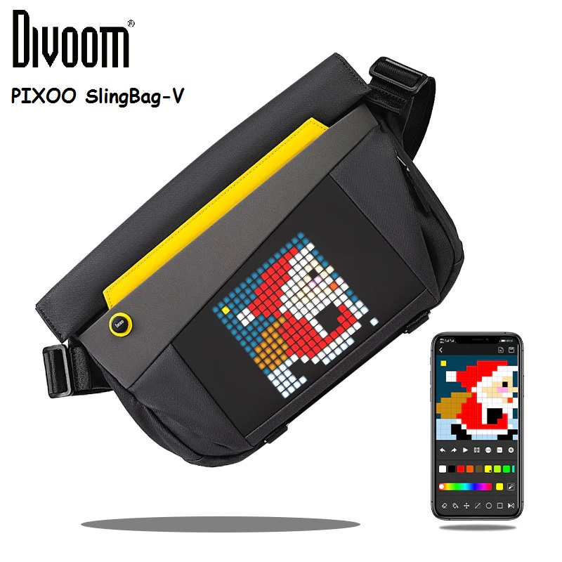 PIXOO SLINGBAG V - Customizable Pixel Art LED Display Sling Bag from DIVOOM - Tas Selempang Unik dengan LED Pixel dari DIVOOM