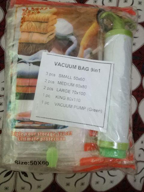 Ombotak Paket Mudik Vacuum Bag Set Isi 8 + 1 Pompa Vakum Storage Bundling 9in1