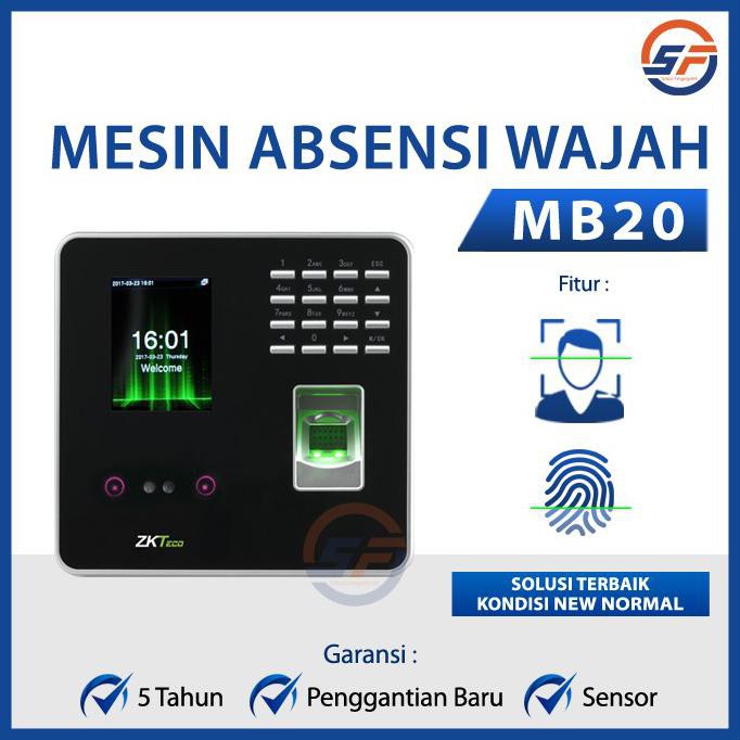 Fingerprint & Absensi Wajah ZKTeco MB20 Mesin Absensi Face Detection AP207
