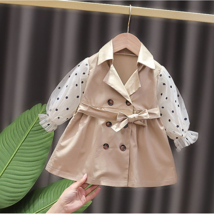 JDP1 - Jaket outer bayi anak import model korea dengan lengan panjang polkadot