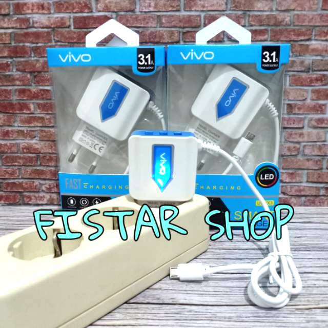 Charger Vivo LED 3.1A 3USB Fast Charging