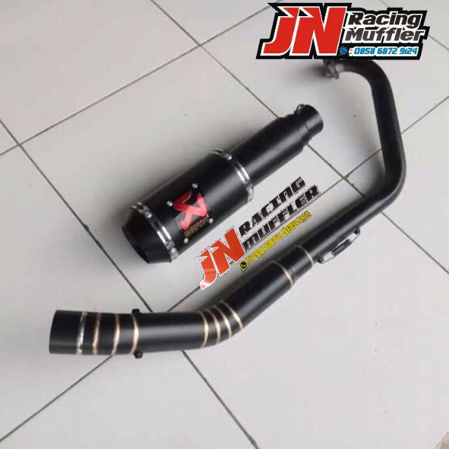 KNALPOT AKRAPOVIC FULL BLACK DOFF VIXION FU SONIC CBNEW R15 MEGAPRO TIGER GSX MX DLL