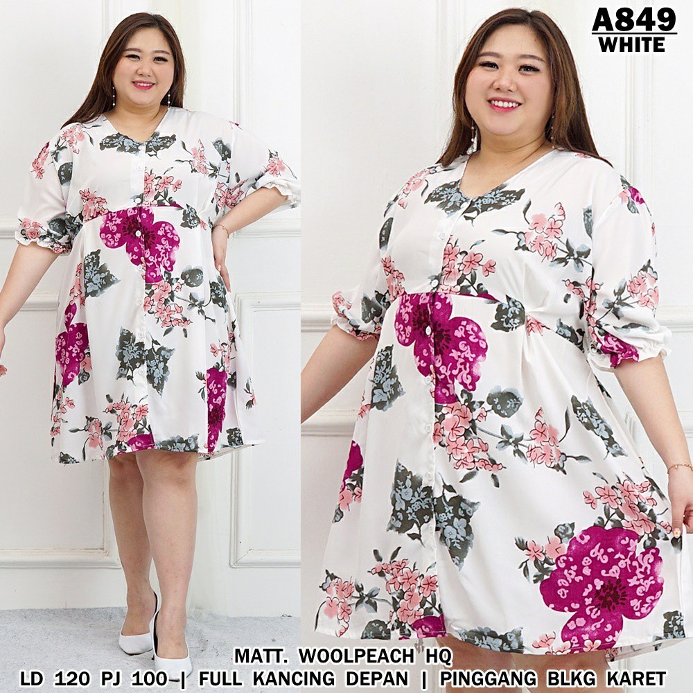 WSE390 - Dress Calista BIG SIZE JUMBO UK XXXL LD 120 CM PJ 100 CM Woolpeach Dress Wanita Jumbo Dress Besar Tunik Wanita PREMIUM QUALITY