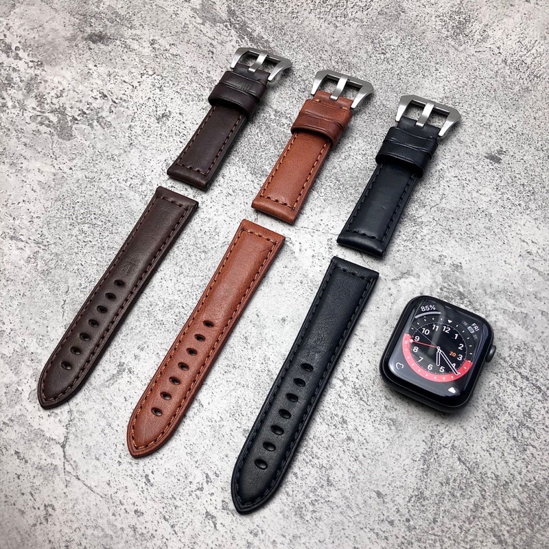 TALI JAM TANGAN 22mm KULIT Sapi ASLI Voyage Original  strap classic apple watch iwatch series leather 3 4 5 6 7 40mm 44mm 38mm 45mm 41mm Pria s3 frontier