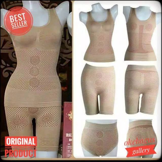 COD Korset slimming suit set [atasan,Short,celana dalam] ORIGINAL SlimmingSuit infra red