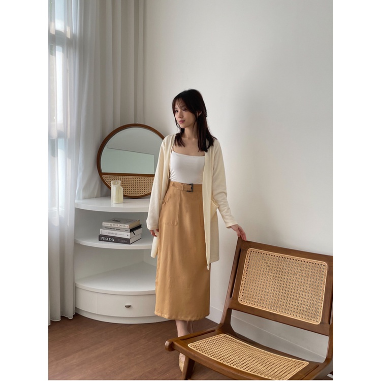 Kadaka B-0143 Long Maxi Skirt Korea Detail Belt
