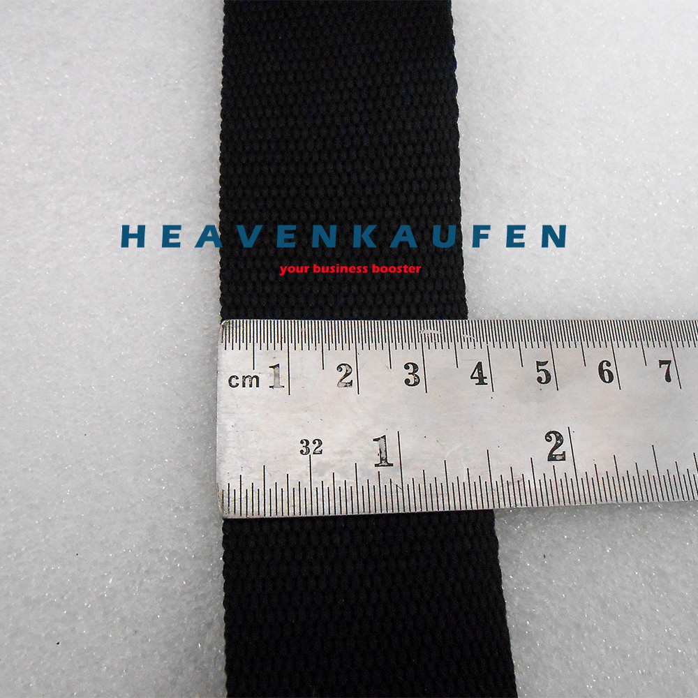 Webbing Tas YKK Lebar 3,8 cm Polyester Warna Hitam Harga Per Meter