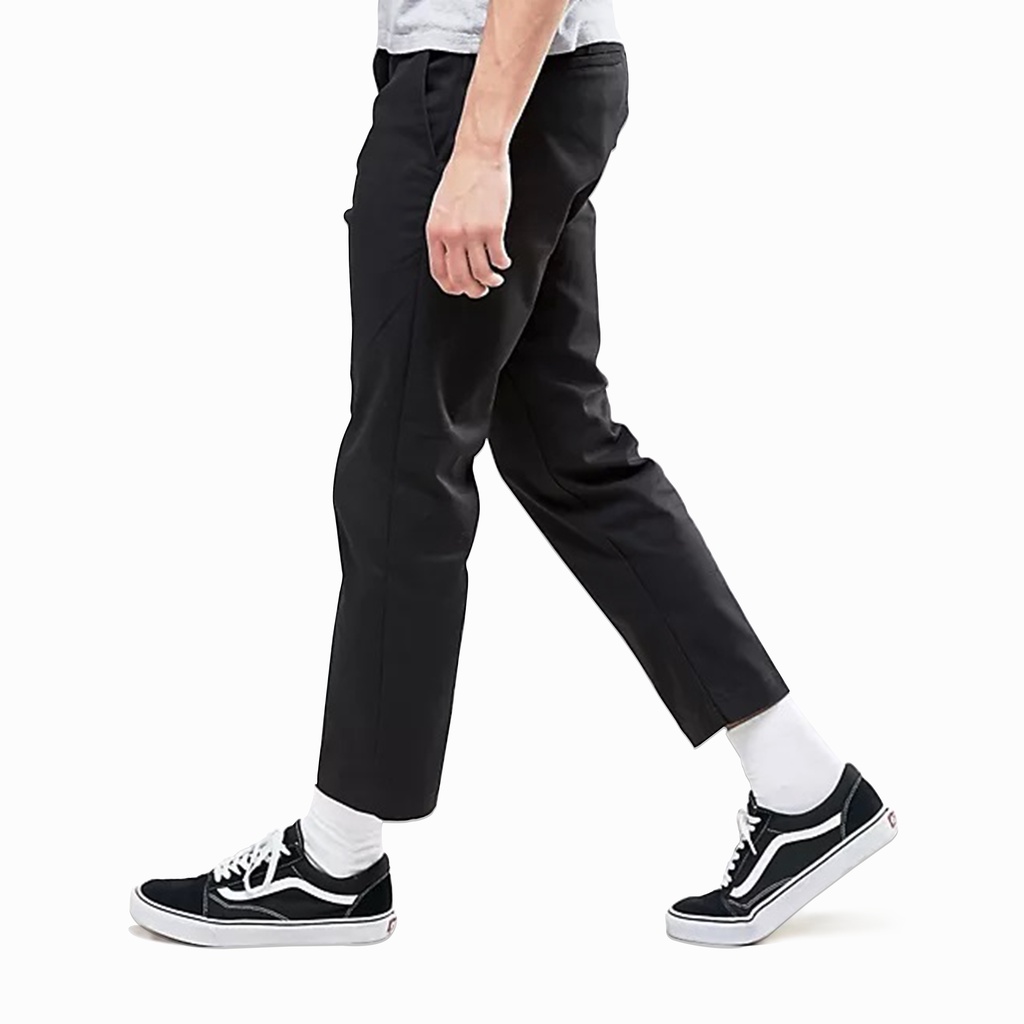 Dritto Ankle Pants - Celana Bahan Formal Kantoran Slim Fit - Hitam