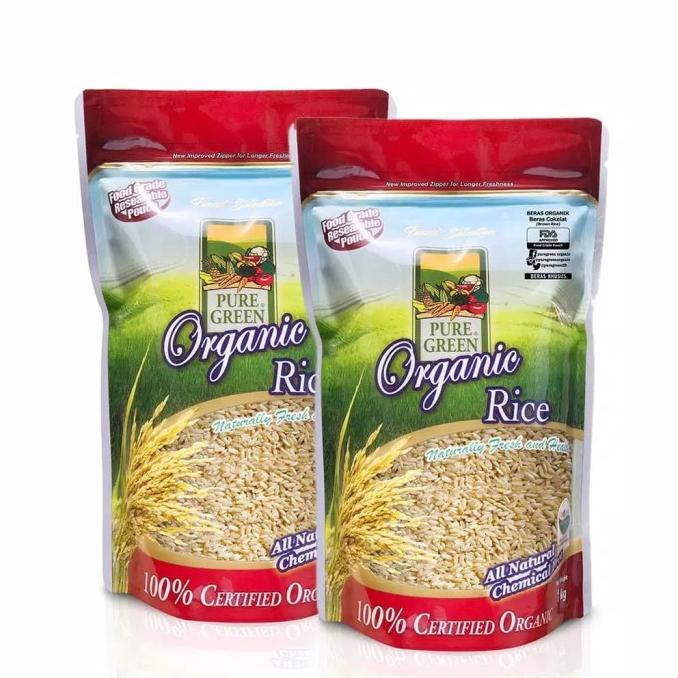 

PUREGREEN ORGANIC RICE BERAS ORGANIK BERAS COKLAT - PAKET 2 X 1 KG