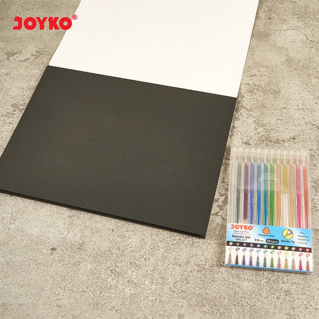 Joyko Black Sketch Pad Buku Gambar Sketsa Hitam 150 gsm 20 Sheets-5