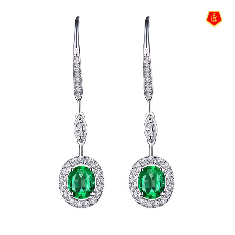 [Ready Stock]Luxury Temperament New Inlaid Ruby Emerald Earrings