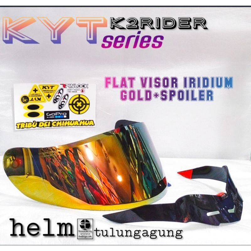 COD ⭐paket flat visor KYT Rc7 iridium gold /KYT k2r/ kyt r10 + spoiler KYT / gratis stiker