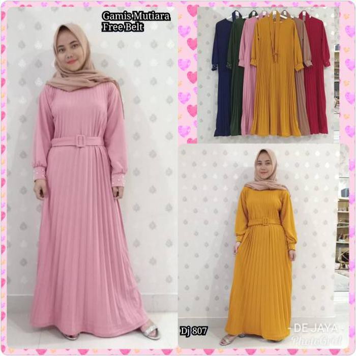 Gamis Voxy sabuk /[MUTIARA FREE BELT] GRATIS SABUK/gamis mutiara/gamis sabuk/bisa cod/grosir gamis