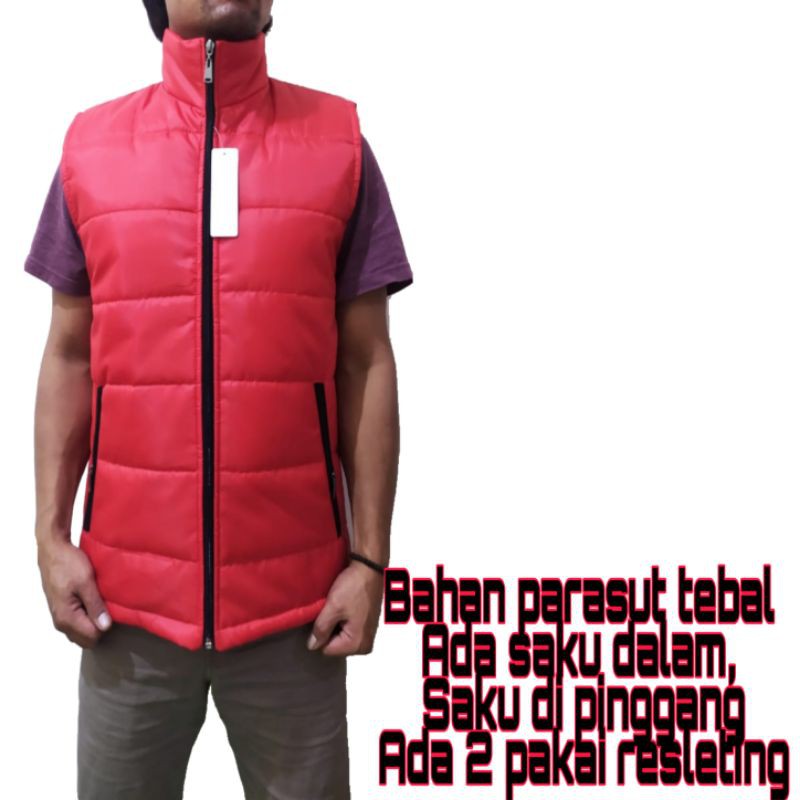 jaket rompi motor anti angin body protector tebal kerah merah