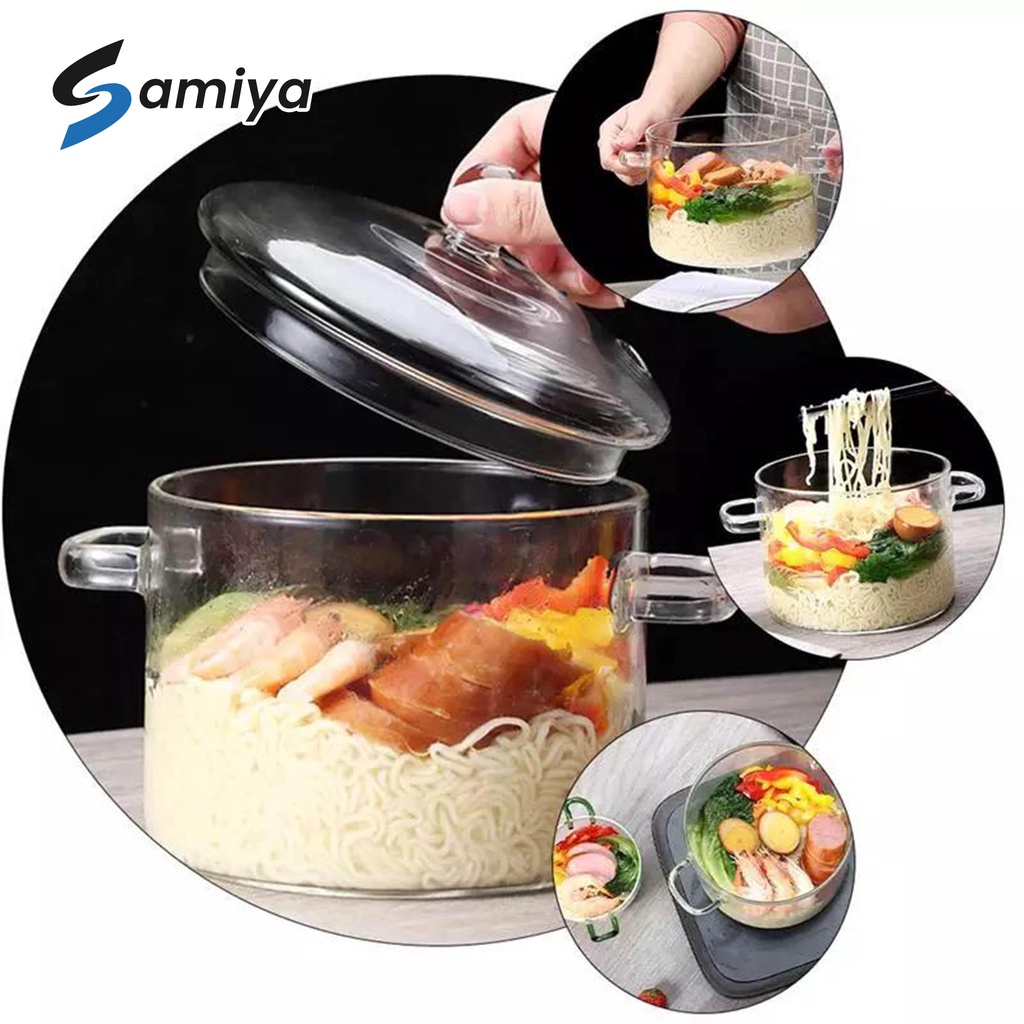 glass coocking soup pot borosilicate / panci kaca masak transparan heat resistant tahan panas