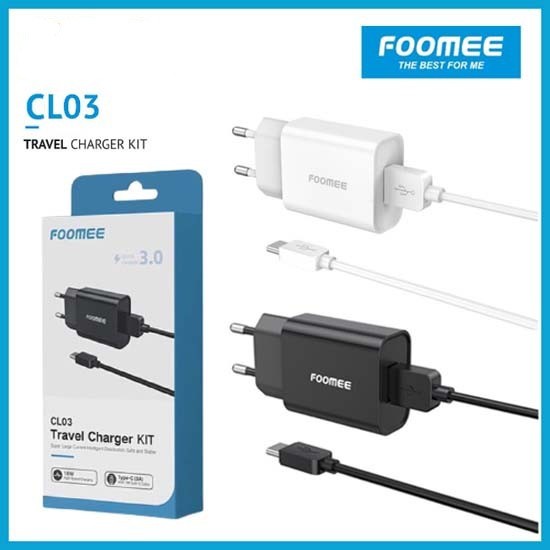 Adaptor Charger FOOMEE CL03 Charger Fast Charging 3.0 Free Kabel Type C