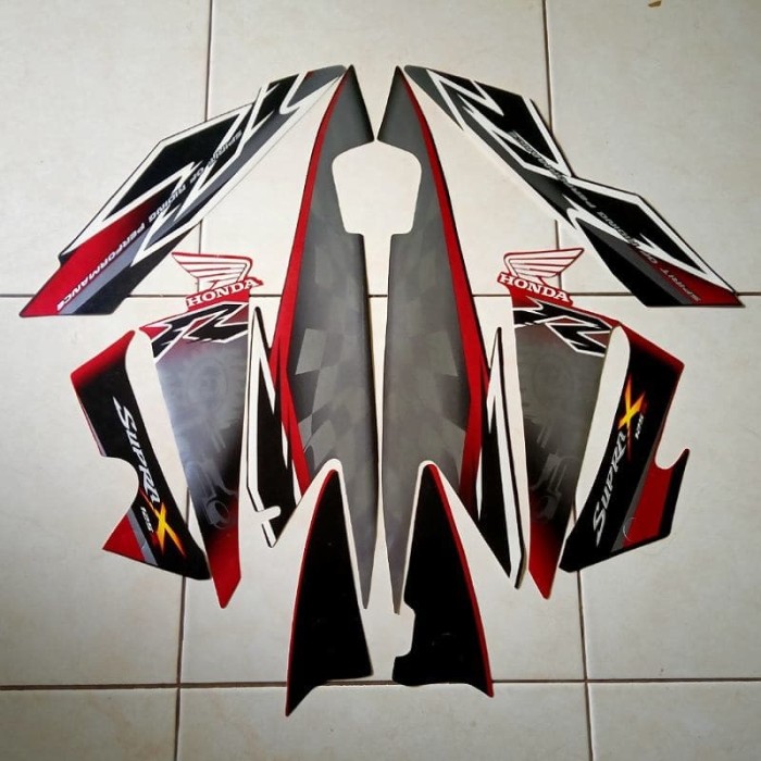 sticker Striping Motor Supra X 125 2008 Merah striping