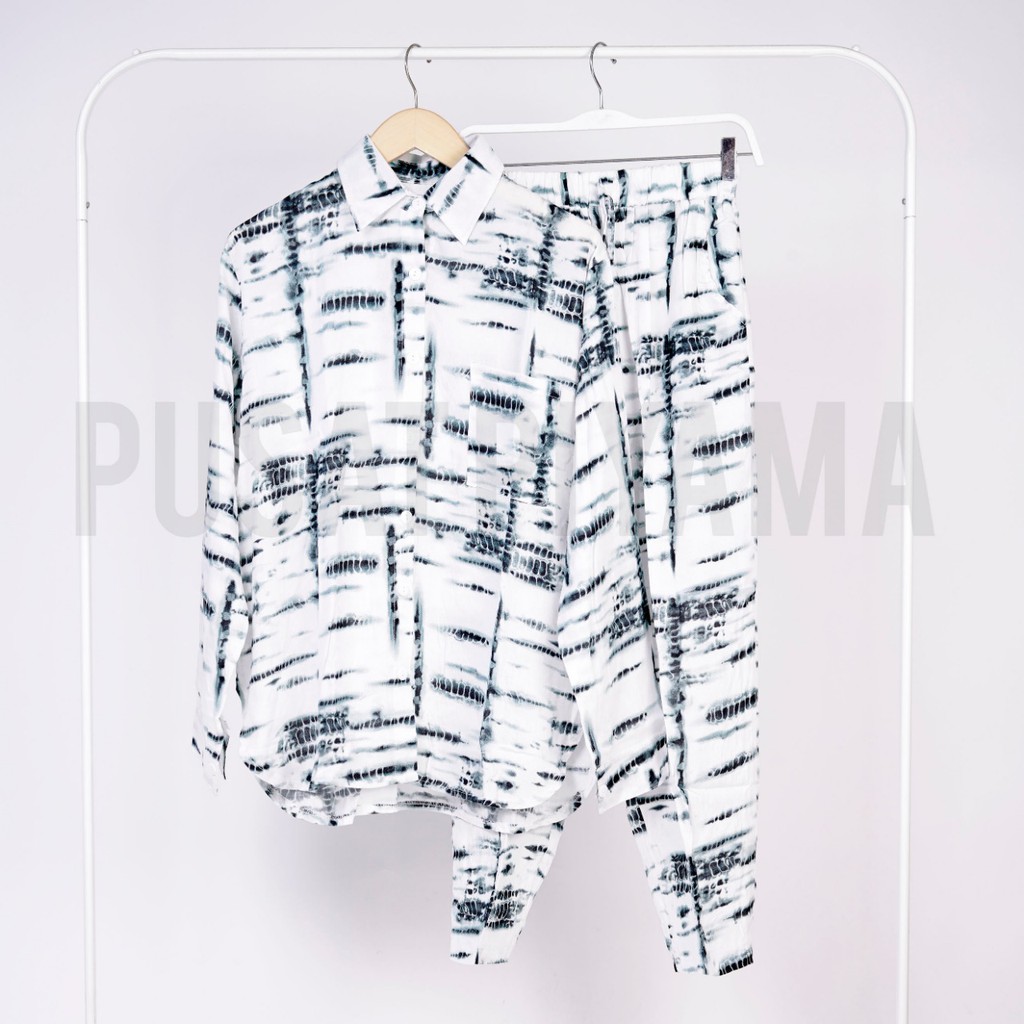 DAILY SET PIYAMA TIE DYE SET LENGAN PANJANG BIG SIZE  / SETELAN BAJU TIDUR RAYON / PIYAMA KEKINIAN